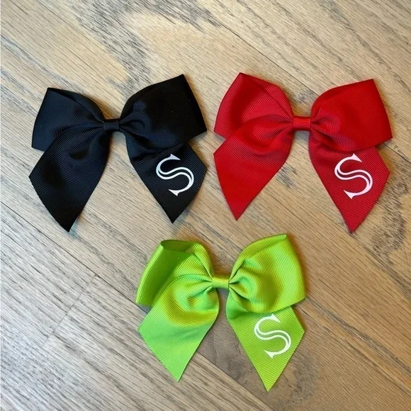Custom Mono “S” 4 inch ribbon hair bows w alligator clip Bundle of 7 bows NEW - Picture 4 of 4